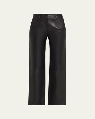 Theory Straight-Leg Lambskin Leather Pants