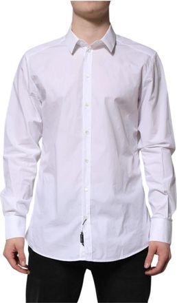 Dolce & Gabbana Gold Dress Shirt - Heren - Zakelijke Overhemden - Wit - 3XL - Katoen - Overhemden