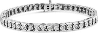 House of Brilliance Silver Miracle Set Diamond Accent Classic Tennis Bracelet in White at Nordstrom