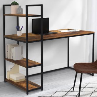 IDMarket Idmarket - Escritorio Librer&iacute;a Dayton Con Tapa Efecto Envejecido, Dise&ntilde;o Industrial