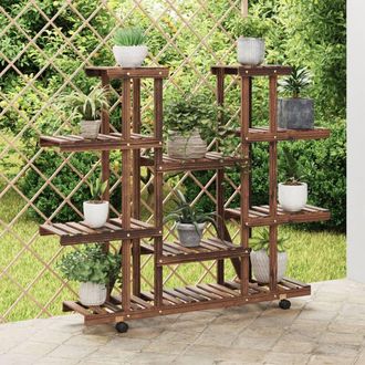 vidaXL Soporte De Flores Con Ruedas Madera Maciza Abeto 110x25x115 Cm Vidaxl