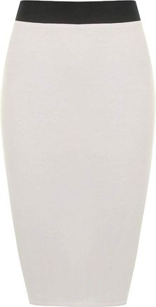Generic Unbranded New Ladies Womens Plain Midi Pencil Skirt Bodycon Stretch Jersey Office Skirt Size 8-26 (UK L/XL 16-18, Cream)