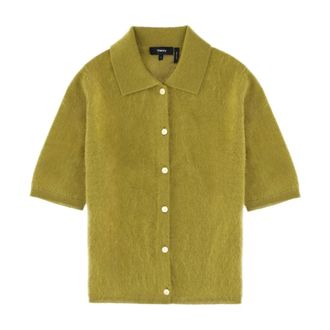 Theory Polo a Maniche Corte in Maglia - - Shirts - Donna - Verde - M