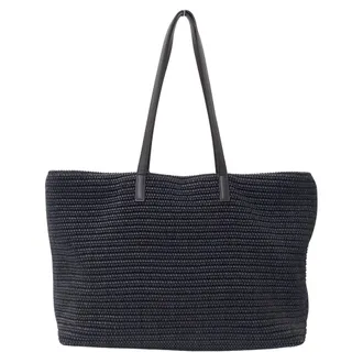 Saint Laurent Black Raffia Handbag Tote Bag (Pre-Owned)
