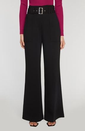 Elie Tahari The Diana Belted High Waist Flare Pants in Noir at Nordstrom Rack, Size 16