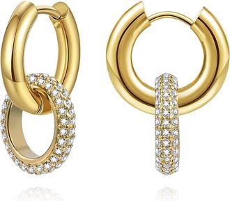 Liv Oliver 18k gold Embellished Circle Link Earrings