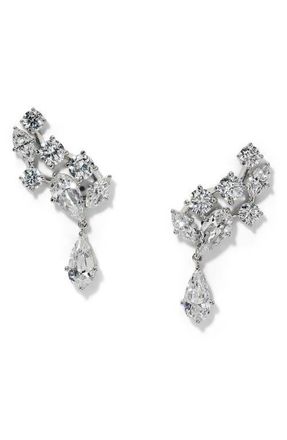 Nadri Riviera Cluster Drop Earrings in Rhodium at Nordstrom
