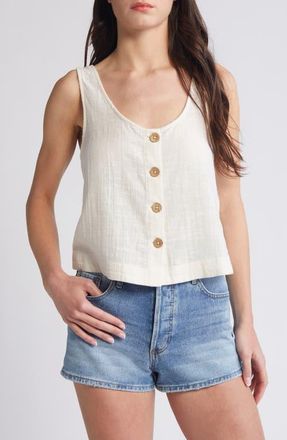 Rip Curl Classic Surf Cotton Crop Button-Up Tank in Bone at Nordstrom, Size Xx-Small