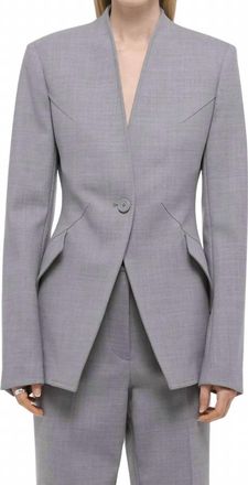 Helmut Lang Shawl Apex Blazer In Light Grey Melange