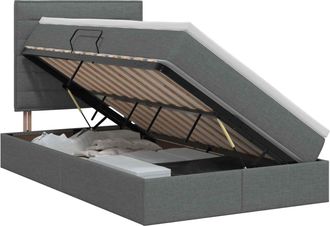 vidaXL Cama Con Almacenamiento Y Colch&oacute;n Gris Oscuro 120 X 200 Cm Tela Vidaxl