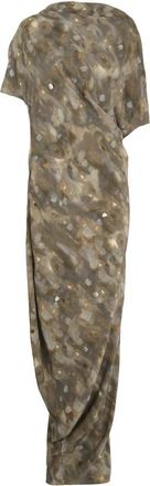 Cortana Zenith- zijden jurk grijs metalen print- - Dames - Maxi kleedjes - Grijs - 2XS - Kleedjes