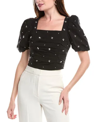 endless rose Endless Rose Embellished Pleated Top
