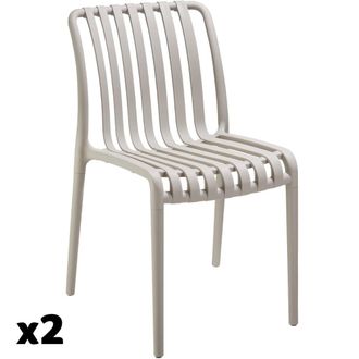 TecTake 2 sillas de jard&iacute;n resistentes a la intemperie y apilables, gris topo