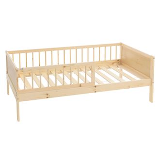 ML Design Ml-design - Cama Infantil 80 X 160 Cm De Madera Maciza De Pino Natural, Lecho Individual Para Ni&ntilde;os Y Ni&ntilde;as Con Somier De L&aacute;minas Y Protecci&oacute;n Antica&iacute;
