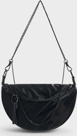 Charles & Keith Philomena Shiny Half-Moon Crossbody Bag