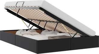 vidaXL Estructura De Cama Ottoman Negro 140 X 190 Cm Cuero Sint&eacute;tico Vidaxl