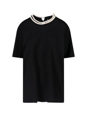 Junya Watanabe Black Pearl Adorned Cotton T-shirt