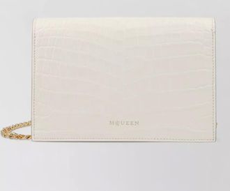 Alexander McQueen skull clutch bag crocodile texture chain