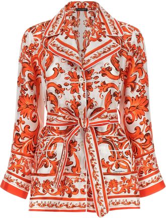 Dolce & Gabbana Orange Silk Womens Blouse