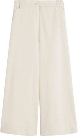 Max Mara Ariete Wijde Broek - Dames - Wijde Broeken - Beige - 2XS - Katoen - Broeken