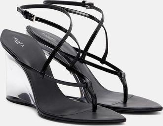 Alaia Ala&iuml;a Patent leather wedge sandals