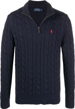 Ralph Lauren Katoenen halve rits gebreide kleding - Heren - Coltruien - Blauw - S - Katoen - Truien & Vesten