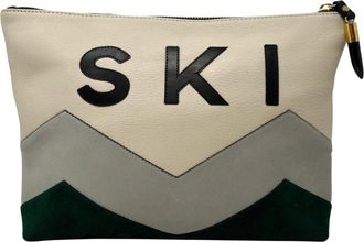 Kempton & Co. Ski Apres Medium Pouch In Chalk In Forest Leather