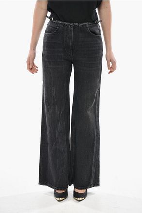Givenchy Wide Leg Jeans With Raw Hem Detail And 30cm Belt size 25