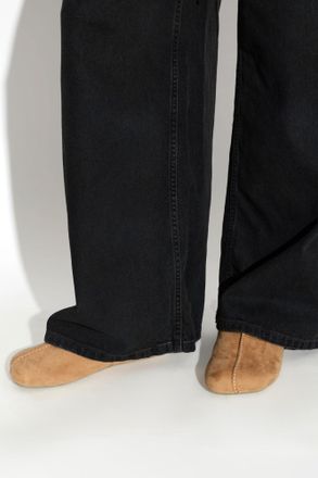 Maison Margiela Suede Slides With Logo, Womens, Brown