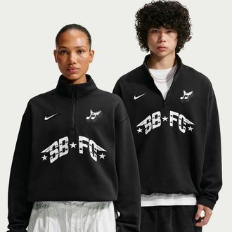 Nike Mens Nike SB Skate 1/2-Zip Fleece Crew-Neck Sweatshirt in Black | IM5463-010