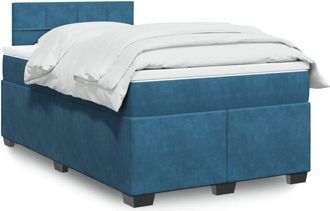 vidaXL Cama Box Spring Con Colch&oacute;n Terciopelo Azul Oscuro 120x190 Cm Vidaxl