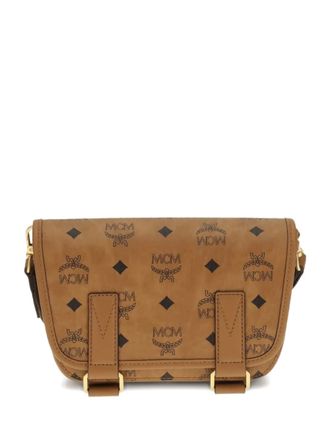 MCM mini Aren logo-print shoulder bag - men - Polyester/Polyurethane/Cotton - One Size - Brown
