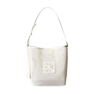 Calvin Klein Shoulder Bags, female, White, Size: ONE SIZE Mesh Bucket Bag