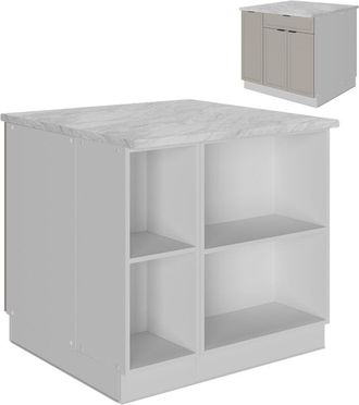Vicco Isla De Cocina Fame-line, Grisbeige, 90 Cm Con Caj&oacute;n, Sin Encimera, Vicco