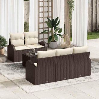 vidaXL Conjunto De Sof&aacute; De Jard&iacute;n 6 Pcs Marr&oacute;n 55 X 55 X 37 Cm Vidaxl