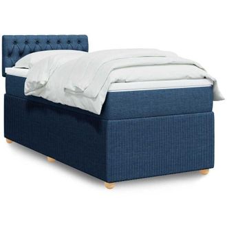 vidaXL Cama Box Spring Con Colch&oacute;n Tela Azul 90x200 Cm Vidaxl