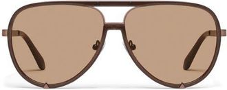 Quay High Profile 60mm Gradient Aviator Sunglasses in Dark Brown/tan at Nordstrom