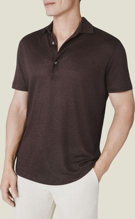 Luca Faloni Chocolate Brown Linen Jersey Elba Polo