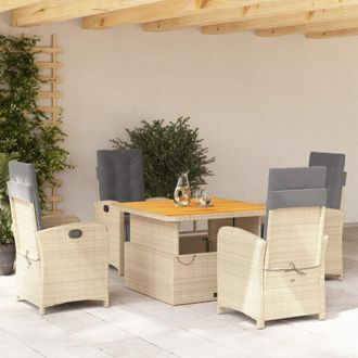 vidaXL Set Comedor De Jard&iacute;n 5 Pzas Con Cojines Rat&aacute;n Sint&eacute;tico Beige Vidaxl