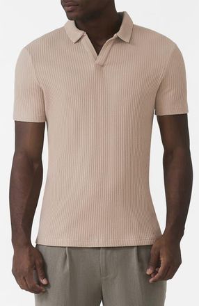 Mauvais Elysee Slim Ribbed Revere Polo in Light Beige at Nordstrom, Size X-Large