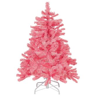 Beliani &Aacute;rbol De Navidad Artificial Rosa 120 Cm Base De Metal Decoraci&oacute;n Tradicional Festividad Vacaciones De Invierno Farnham