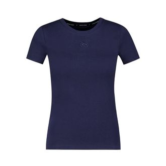 Marine Serre Moon Logo Jersey Baby Fit T-Shirt - Dames - Tops - Blauw - Maat: S Jersey