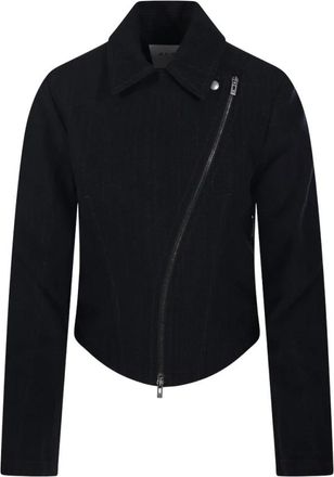 Alaia Wool Denim Biker Jacket - Dames - Jassen - Blauw - Maat: S Denim