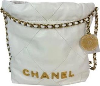 Chanel Pre-owned Leather chanel-bags - Dames - Vintage Schoudertas - Wit - ONE Size - Leer - Vintage