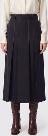 Semicouture Gonna midi svasata Janette in misto lana con cuciture a contrasto