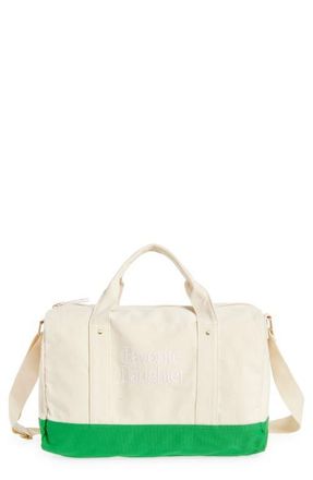 Favorite Daughter Logo Embroidered Canvas Duffle Bag in Natural Green at Nordstrom