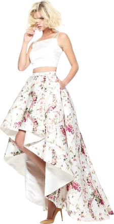Sherri Hill Floral Print Prom Dress In Ivory/print