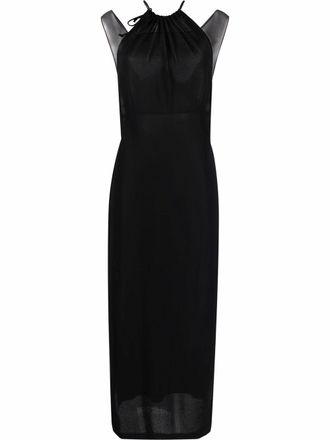 Alberta Ferretti halterneck mesh silk dress - women - Polyester/Viscose/Silk - 40 - Black
