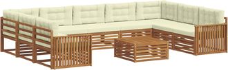 vidaXL Conjunto De Sof&aacute;s De Exterior 10 Uds. Natural Y Crema Vidaxl
