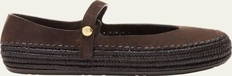 Loewe x Paulas Ibiza Rio Suede Mary Jane Espadrille Flats